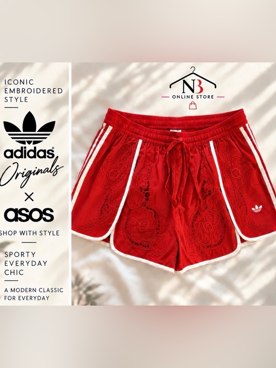 adidas Pants - adidas Originals × ASOS cutwork sprinter shorts in red